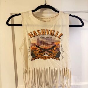 Women’s Nashville Fringe Tank Top - Cream Graphic